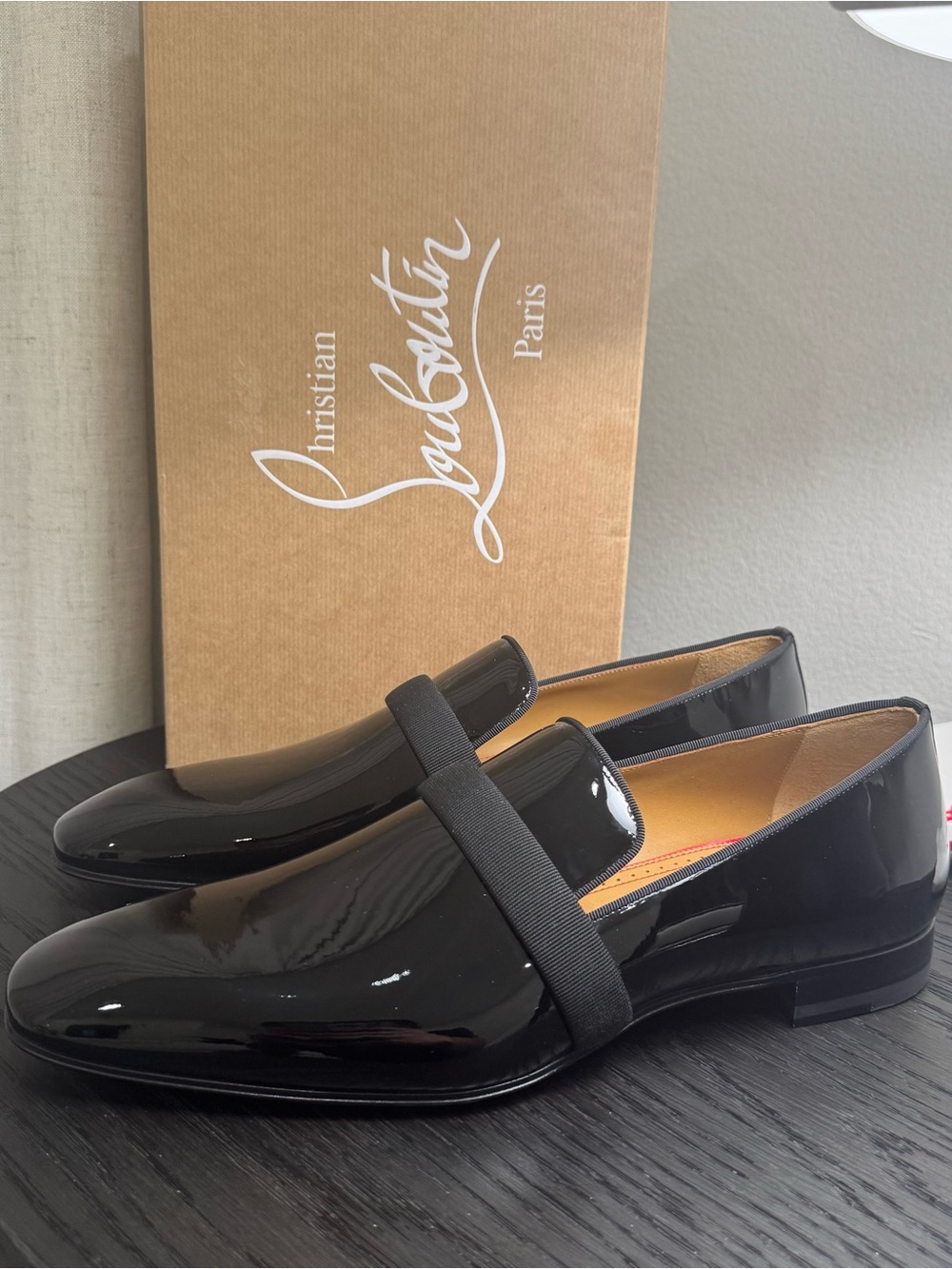 Christian Louboutin Dandydeco Patent Loafers Dress Shoes Black 44